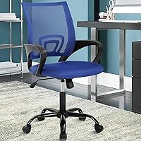 Vista 12 de Silla de oficina ergonómica, silla de escritorio de malla con respaldo medio con soporte lumbar y reposabrazos, transpirable, sillas ejecutivas