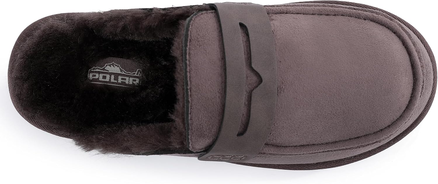 POLAR Women’s Faux Fur Lined Penny Loafer Slip On Slippers – Suede Upper, Cozy Faux Fur Lining, Lightweight Rubber Sole, Non-Slip Grip – Warm Indoor Outdoor Slip-On Comfort Shoes - Image 4