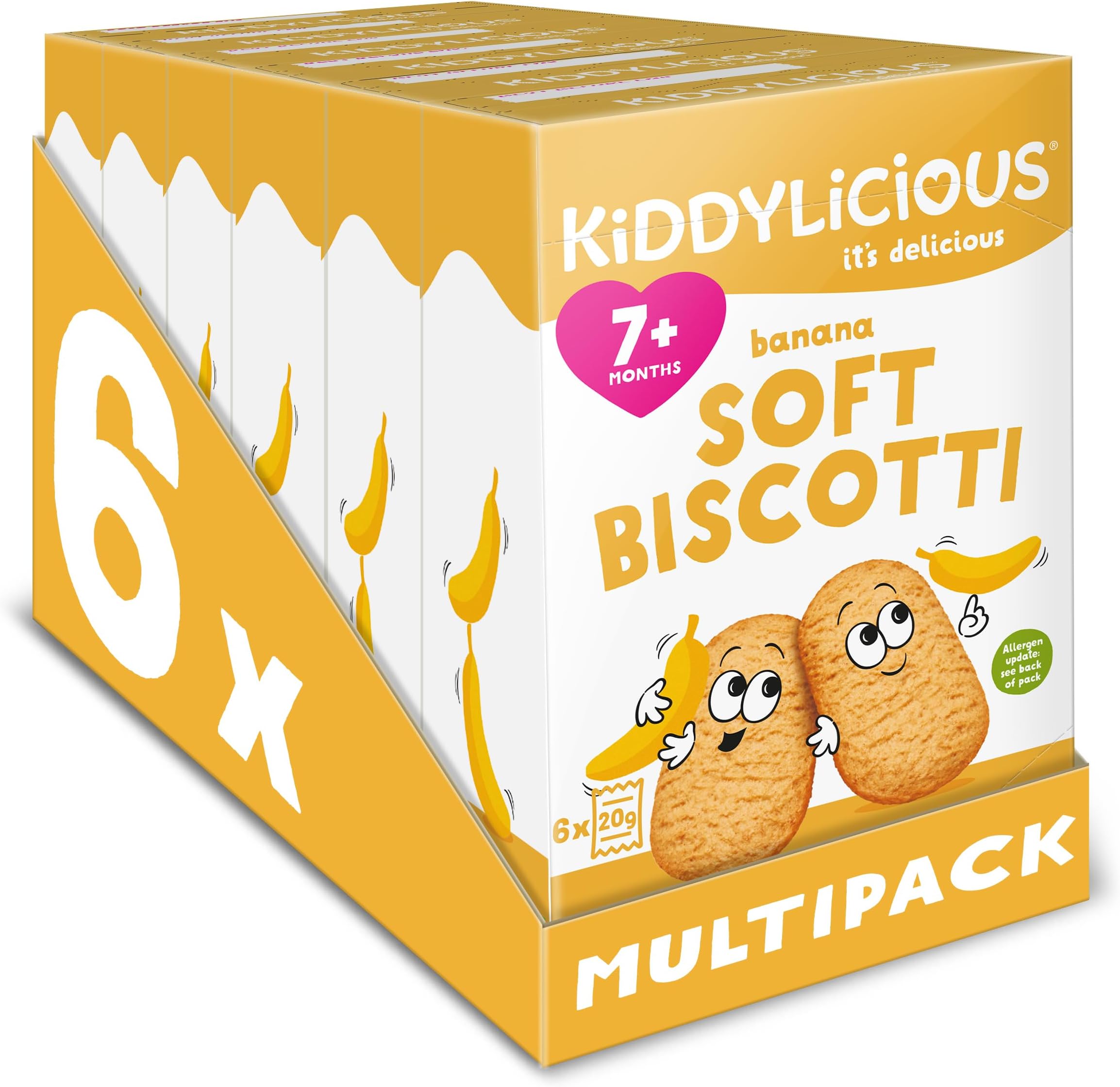 Banana Biscotti - Yummy Baked Snacks for Kids - Suitable for 7+ Months - 36 Packs (6x6)