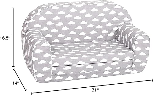 Miniatura 22 de DELSIT Sofá para bebé y para niños – Hecho en Europa para niños, 2 en 1 Flip Open Foam Sofá doble – Sofá plegable para niños Unicornios y Arcoiris