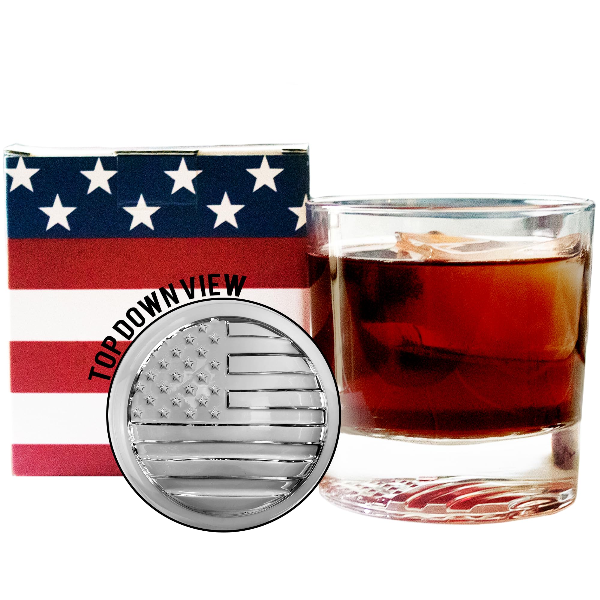 Yay! Personalized Gifts American Flag Whiskey Glass – American Flag Bottom Glass, Patriotic Glass, Constitution and Declaration of Independence Glass, Old Fashioned Glass (American Flag)