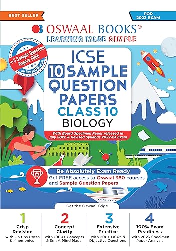 Oswaal ICSE Sample Question Papers Class 10 Biology Hardcover for 2023 Board Exam (based on the latest CISCE/ICSE Specimen Paper)