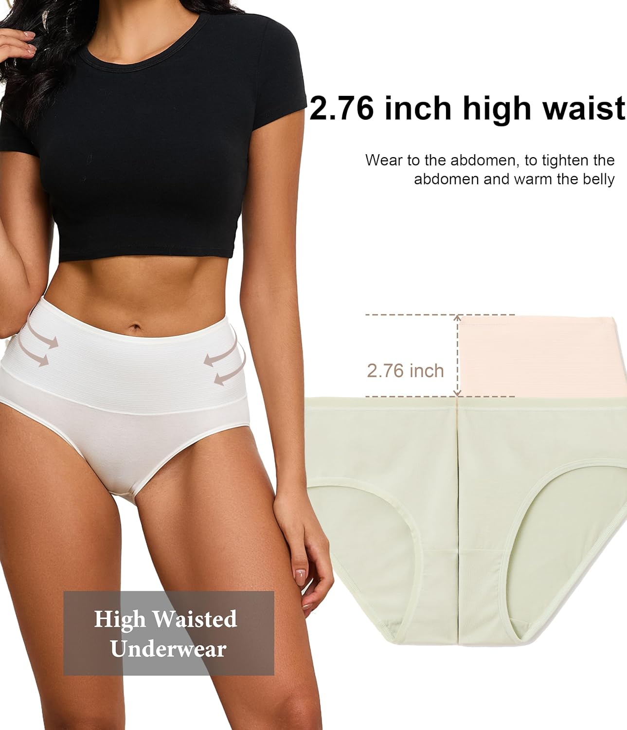 ANLIQI Women's Modal Underwear High Waisted Full Coverage Briefs Soft Stretch Breathable Ladies Hipster Panties Multipack - Image 2