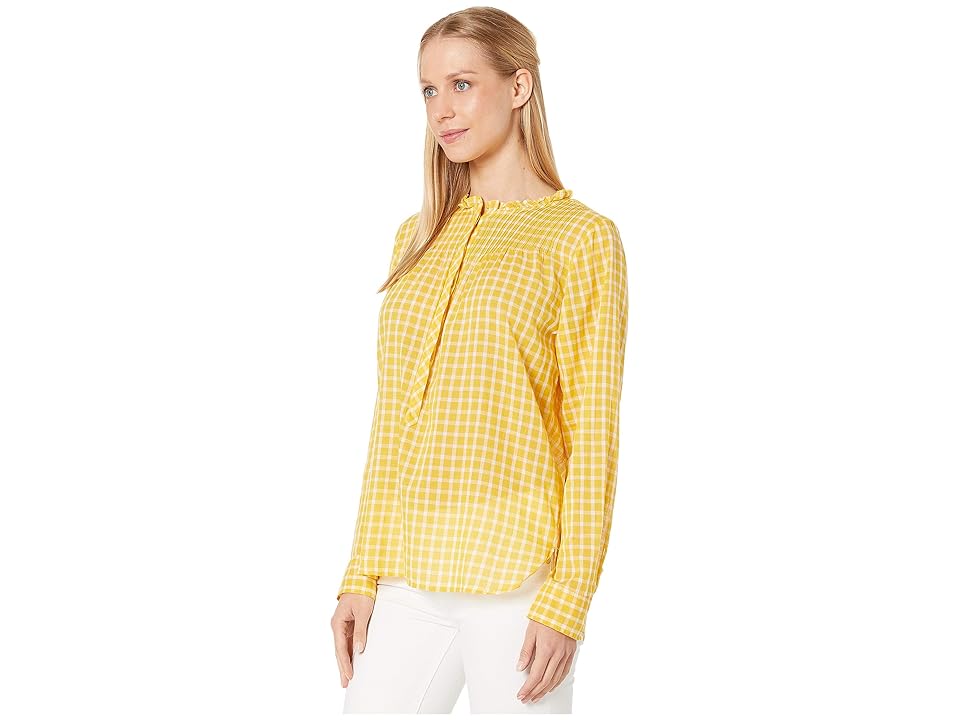 

J.Crew Ruffle Popover in Mini Windowpane (Rich Gold) Women's Clothing