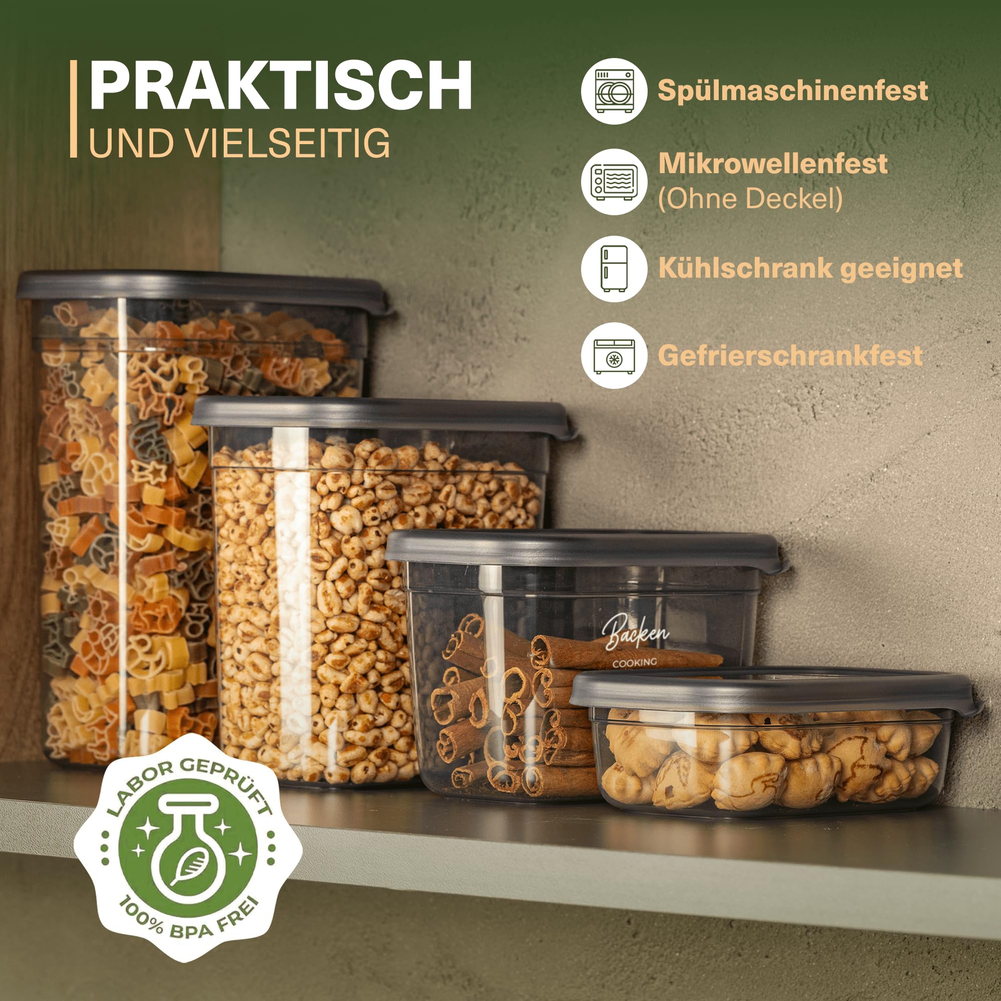 Viwares Lot de 20 boîtes de conservation hermétiques avec couvercle - Sans BPA - Pour le stockage de la farine et du sucre - Boîte de rangement pratique pour tous les aliments