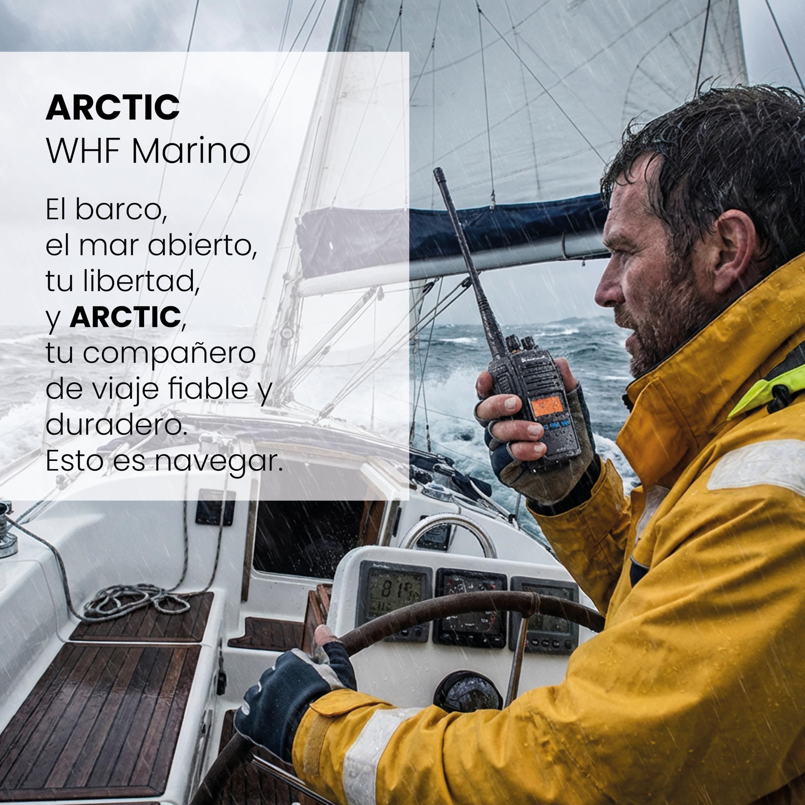 Midland Arctic VHF Marine Band Radio Transceptor de Mano con Triple función de Reloj