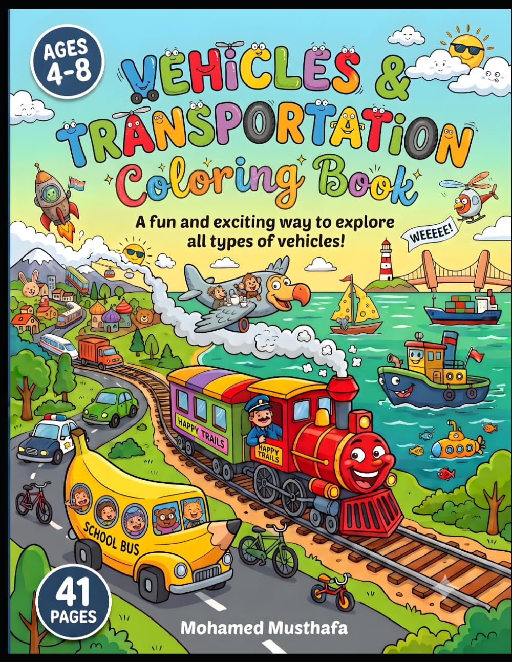 A Fun Vehicles & Transportation Coloring Book for Kids Ages 4-8: A Fun Vehicles & Transportation Coloring Book for Kids Ages 4-8: Featuring Cars, Trucks, Planes, Trains, Boats, and More!