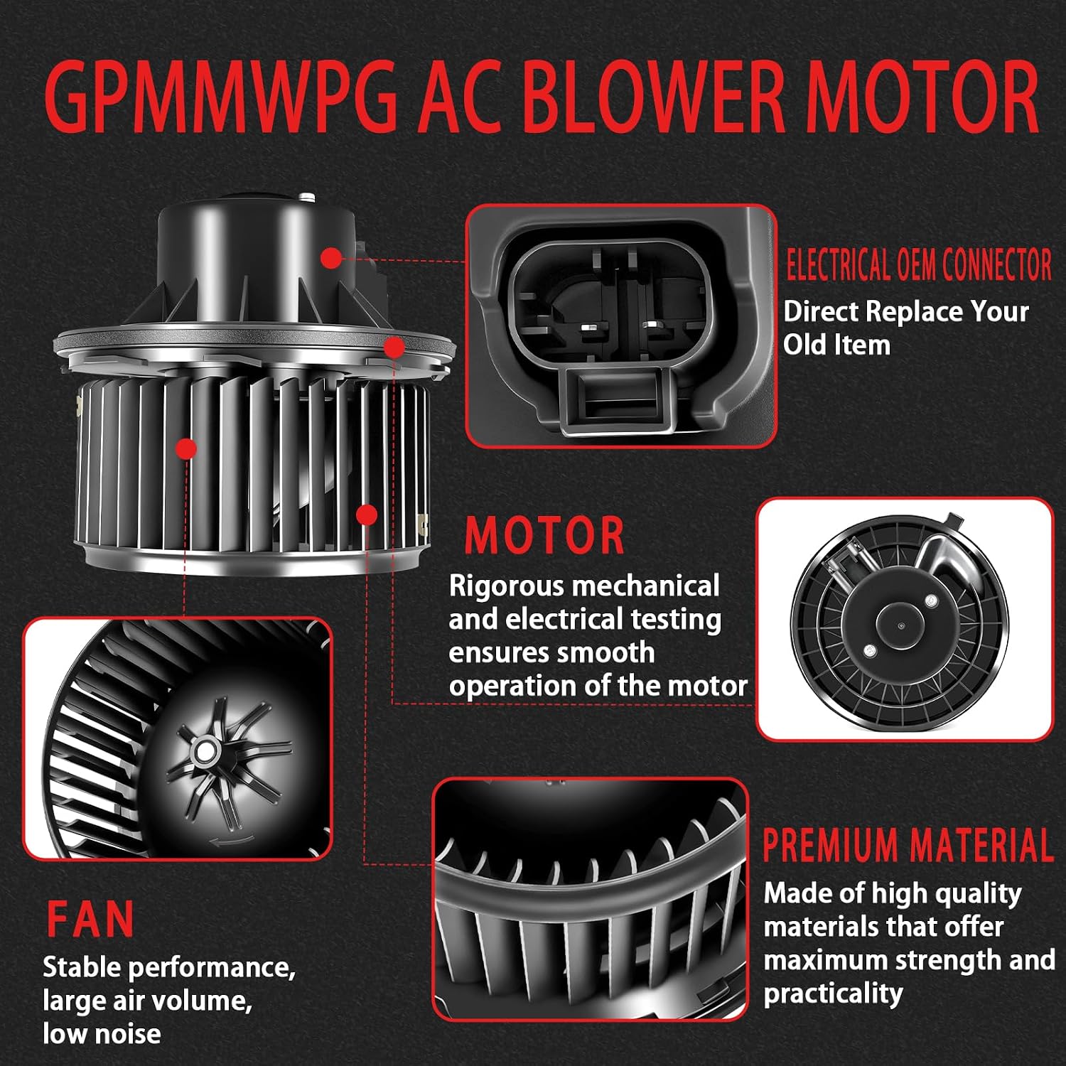 AC Blower Motor Fan HVAC Heater Blower Motor Compatible with Chevrolet for Silverado 1500 2500 2003 2004 2005 2006 for Avalanche/Sierra 1500 2500 for Yukon for Escalade EXT 700191 89019320