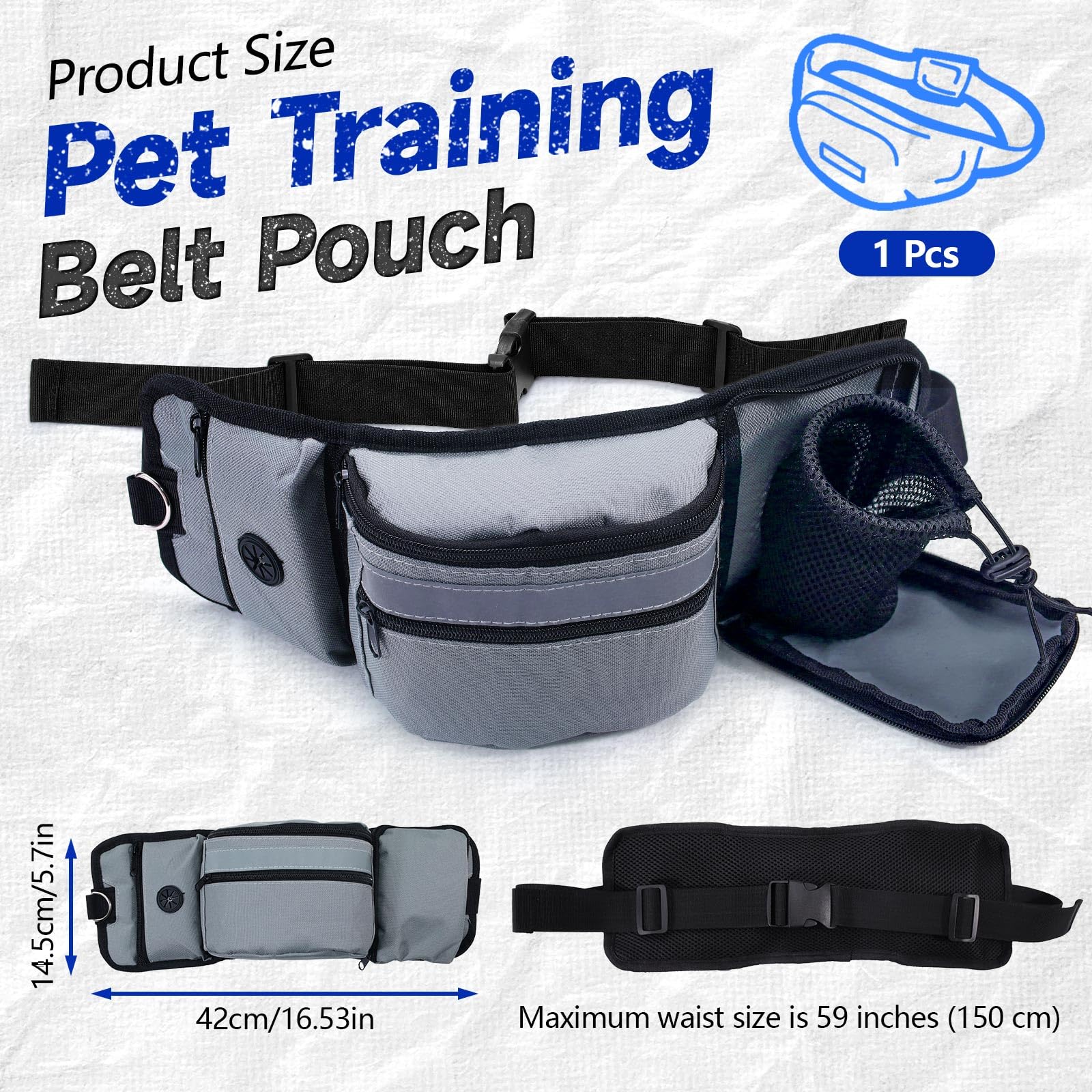 Realand Dog Treat Pouch Dog Walking Fanny Pack, Treat Pouches for Pet Training with Waist Belt, Treat Bag for Dog Training Treat Pouch, Dog Treat Bags Training Pouch, Grey - Image 2