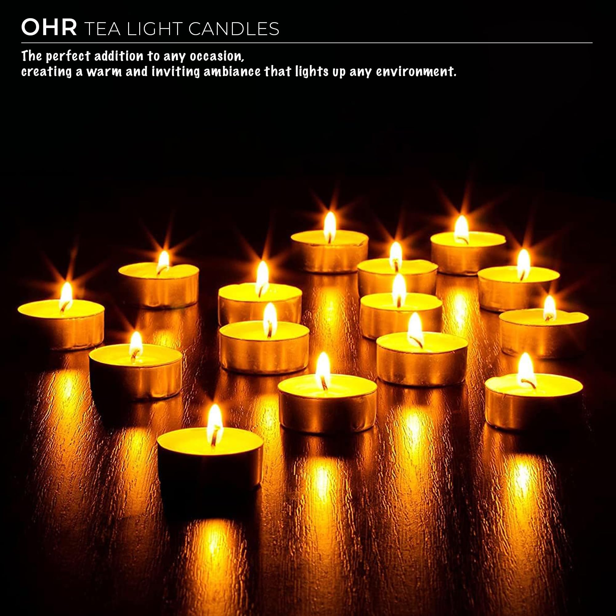 Ohr Candles Velas de Té - Paquete de 200 Velas de Té sin Perfume - Velas de Larga Duración 4 h - Velas Blancas en Taza Aluminio
