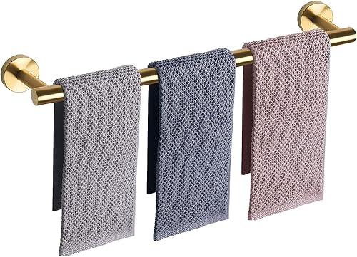 NearMoon - Barra para toallas de baño, soporte de toalla de ducha de acero inoxidable grueso montado en la pared para baño, longitud total de 33