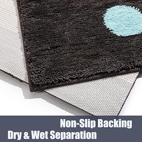 Miniatura 37 de Tapetes de baño bohemios, antideslizantes, abstractos, de microfibra, bonitos, color negro, lavable para tubo, lavabo, inodoro