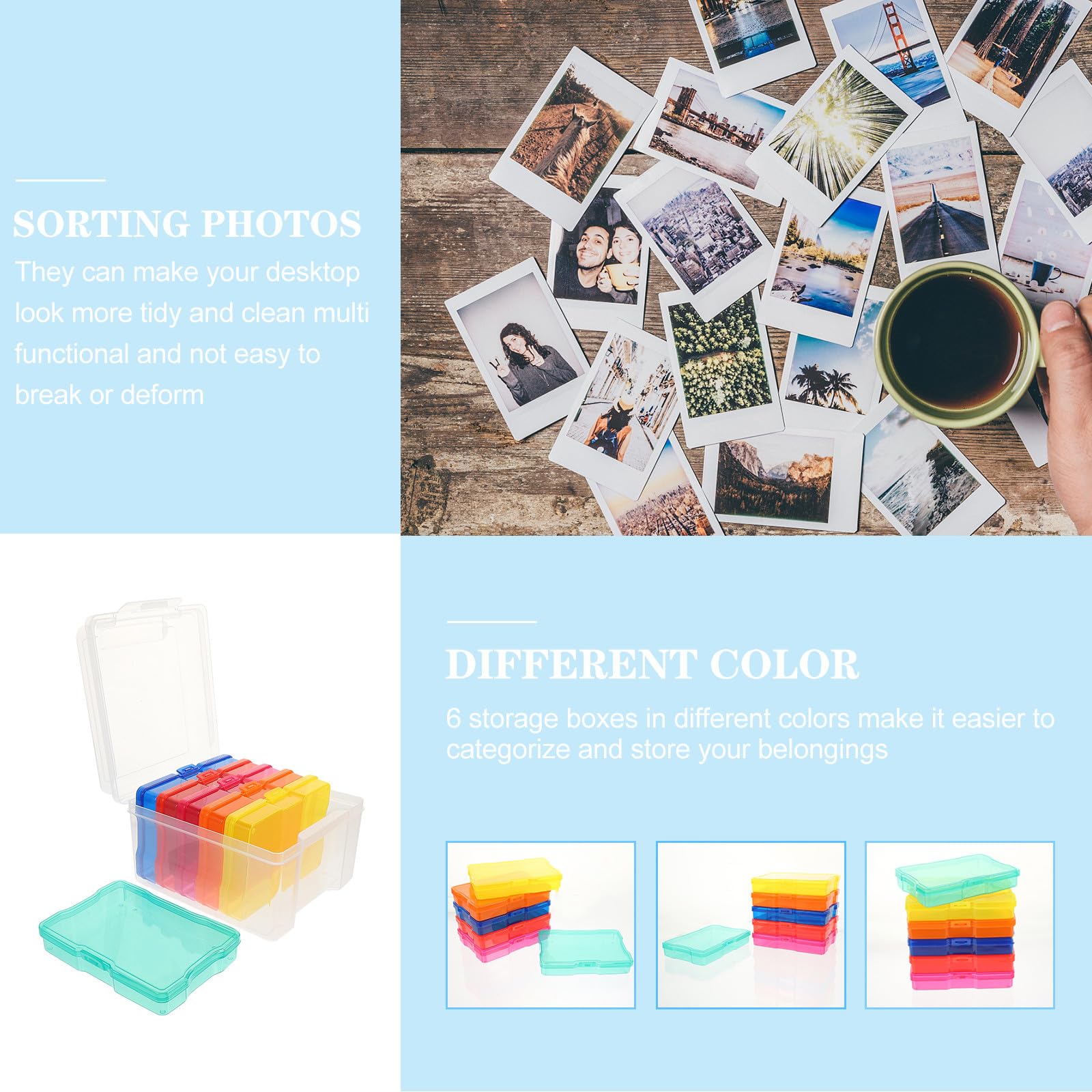 Beavorty Scatola Portafoto 4x6 in Plastica Resistente, Organizzatore di Foto e Cartoline, Custodia Portatile per Piccoli Oggetti e Accessori, per Ordine Scrivania e Archiviazione Domestica
