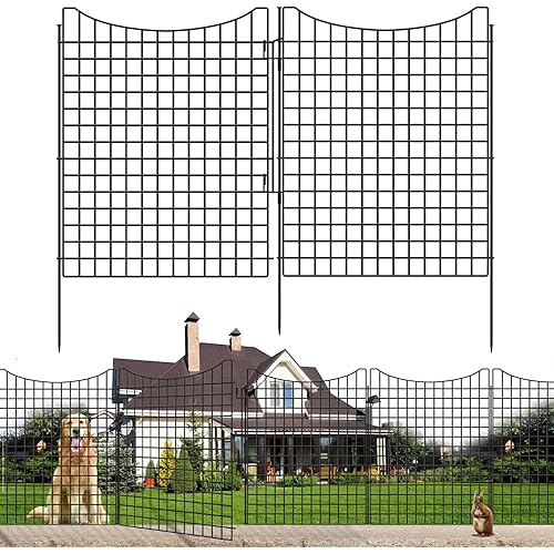 12 Panels 40 in(H) X 26ft(L) Dog Fence Outdoor for Yard with Lock, Garden Fence Animal Barrier, Decorative Metal Wire Fence Panel Tall Fencing for Garden, Patios, Flower Bed