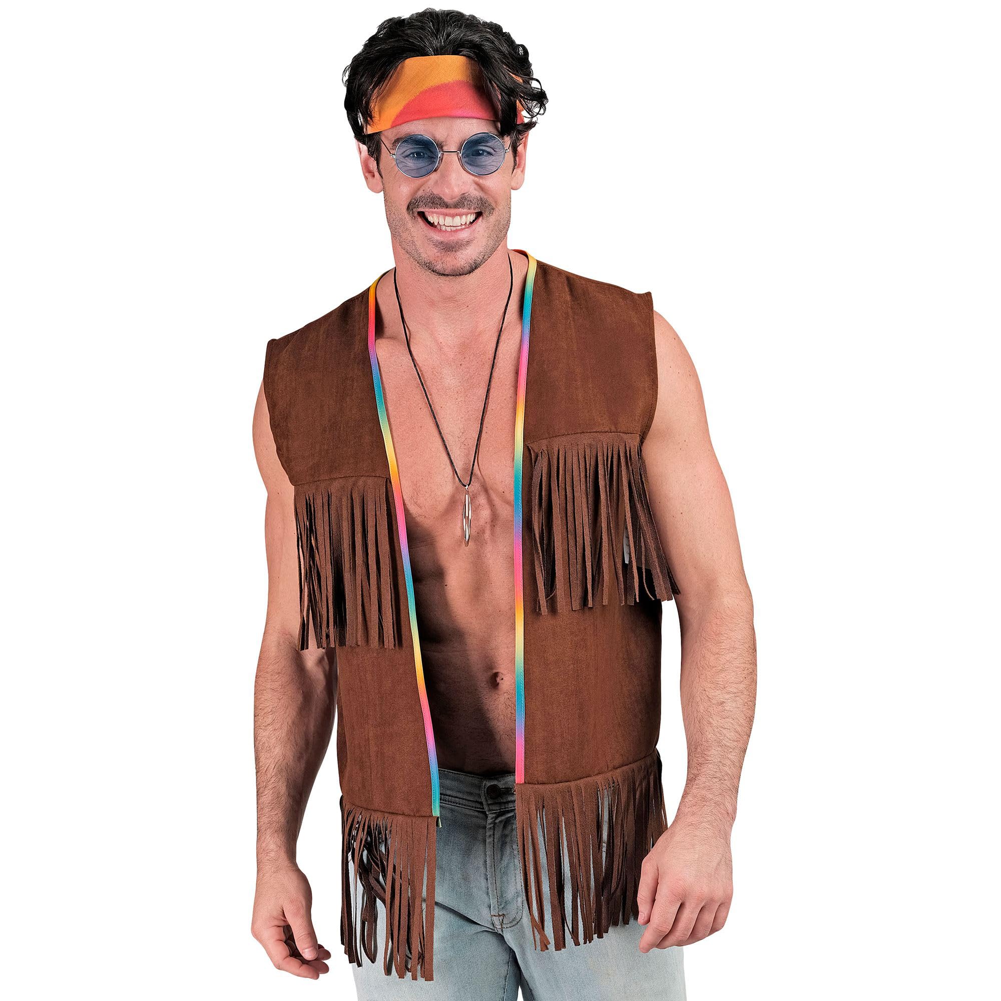 W WIDMANN MILANO Party Fashion 12172 Kostüm Hippie Costume, Solid, Brown, L-XL - Image 2