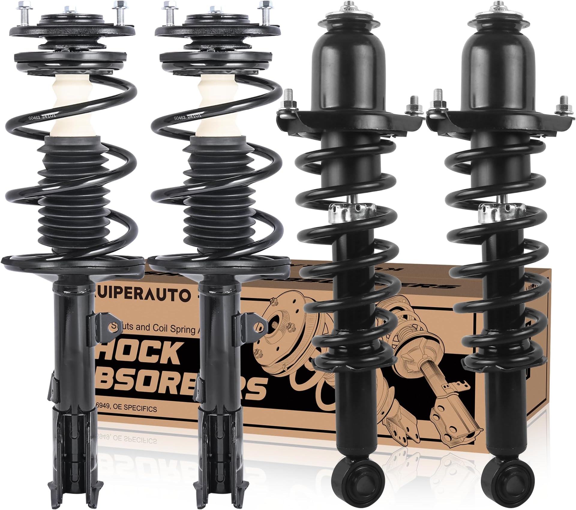 KUIPERAUTO 4PCS Front&Rear Struts Shocks Absorbers & Coil Spring Assembly Compatible for 2009-2012 Toyota Corolla 2.4L L4 Replacement 832598 832597 172599