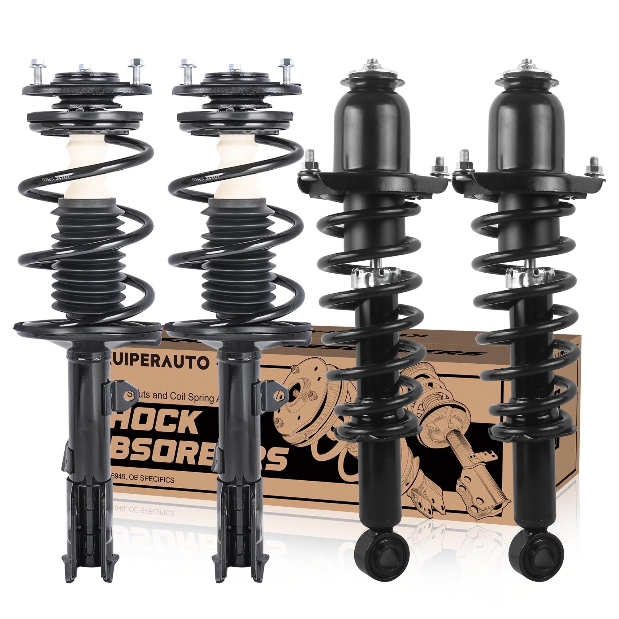KUIPERAUTO 4PCS Front&Rear Struts Shocks Absorbers & Coil Spring Assembly Compatible for 2009-2012 Toyota Corolla 2.4L L4 Replacement 832598 832597 172599