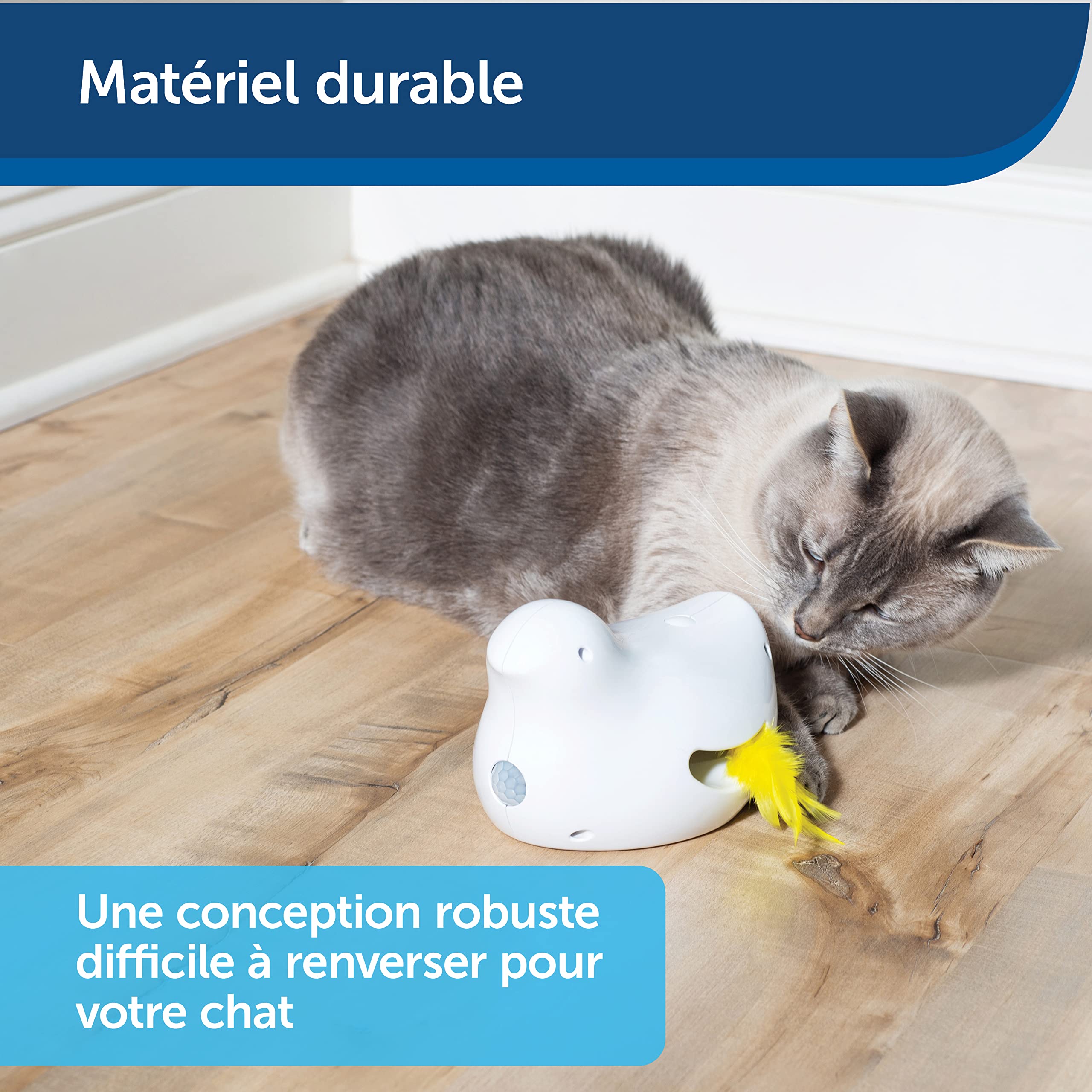 PetSafe Jouet électronique pour Chat Peek-a-Bird avec Plumes, avec capteur de Mouvement et minuterie de 10 Minutes, 3 Piles AA nécessaires, Blanc