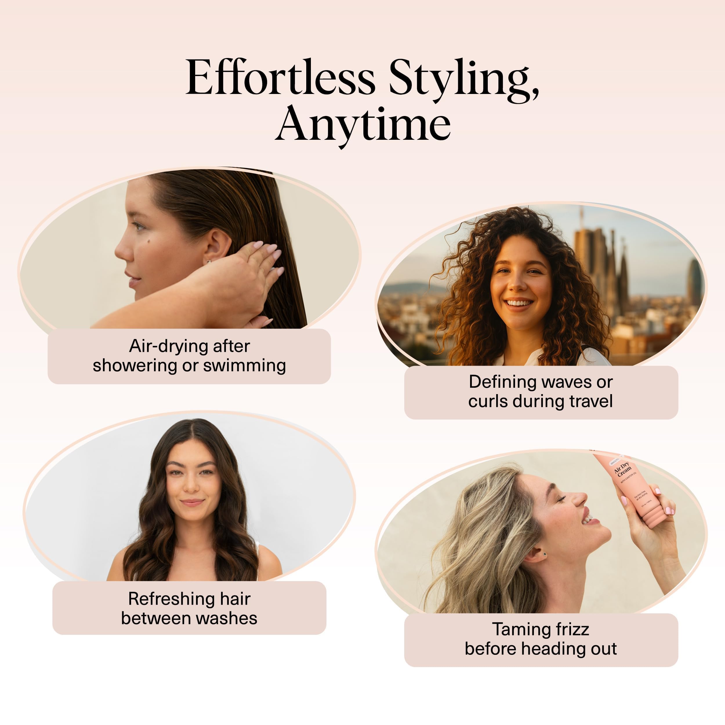 Kitsch Smoothing Air Dry Cream for Hair – Frizz Control Hair Care Product with Castor Oil & Coconut Oil – Weightless Styling Cream - Enhances Natural Texture Appearance | Ideal Gifts for Women – 5 oz