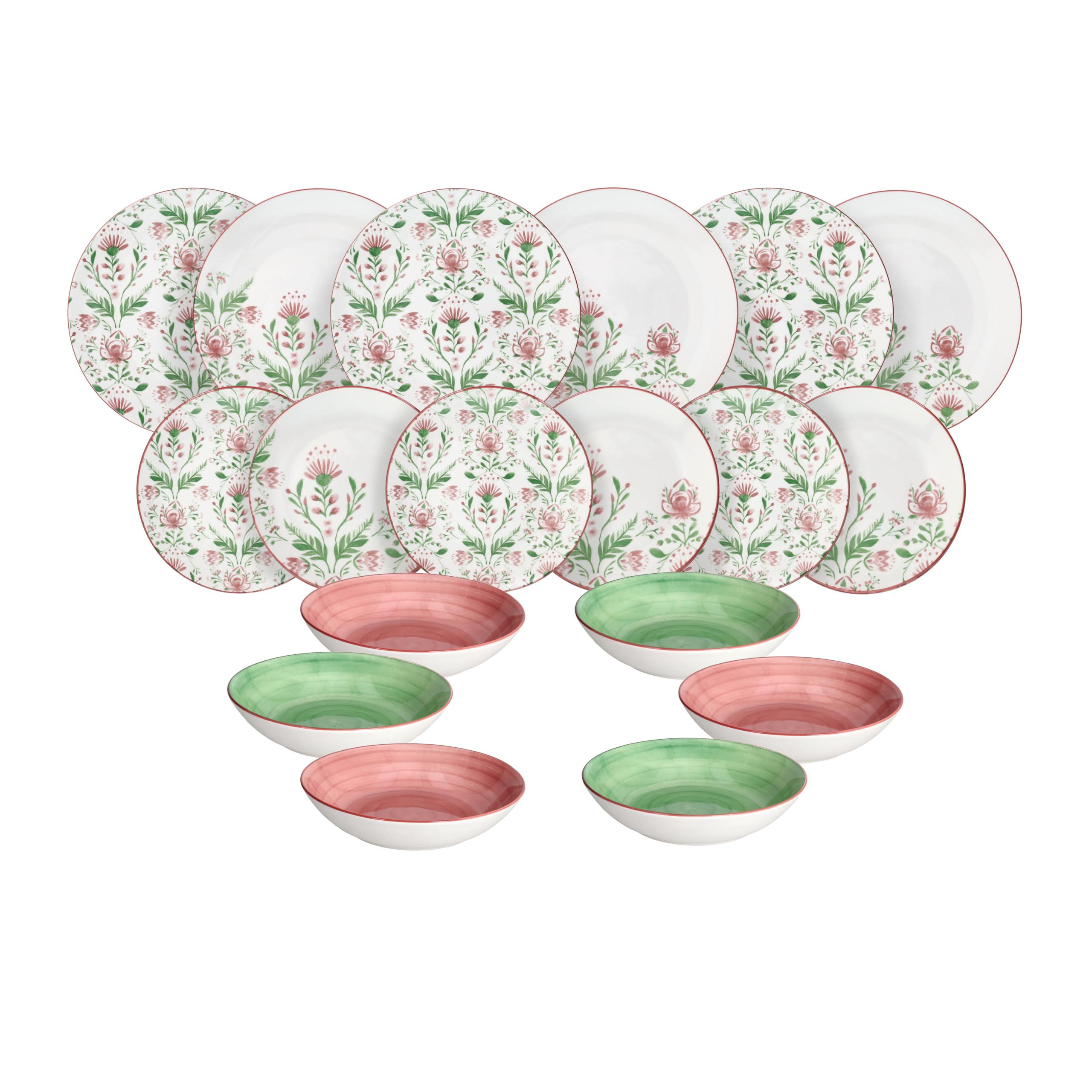 Tognana Lolita, Service de vaisselle pour 6 personnes 18 pièces, porcelaine, multicolore