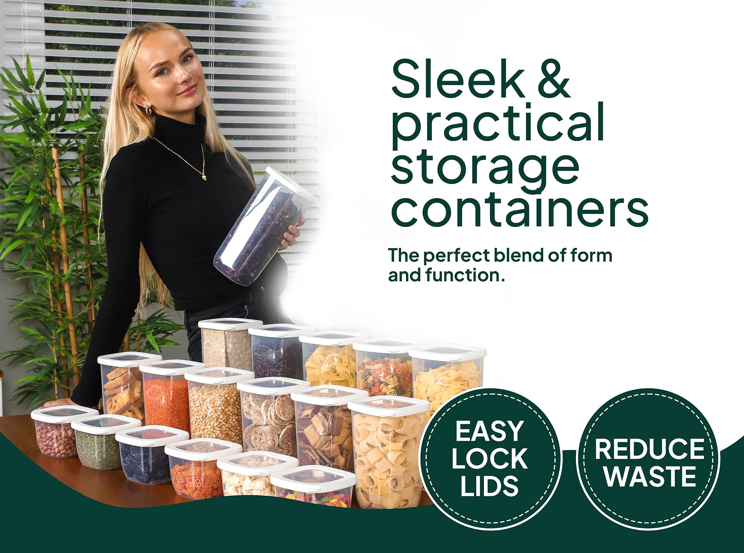 Uandu opbergcontainers met deksel, keukenopbergdoos voor al het Uandu opbergcontainers met deksel, keukenopbergdoos voor al het