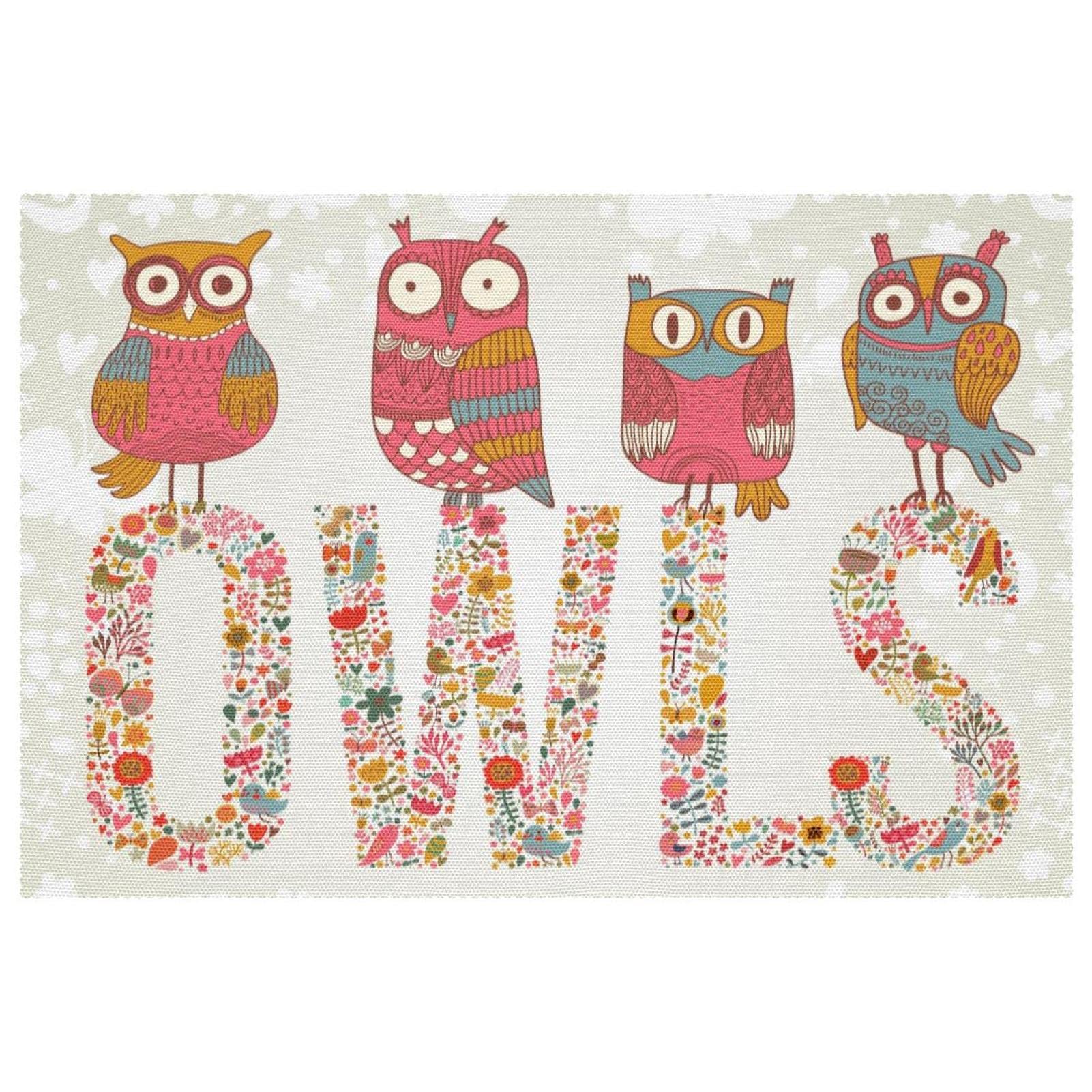 Set de table motif hiboux de fleurs vives pour repas en famille