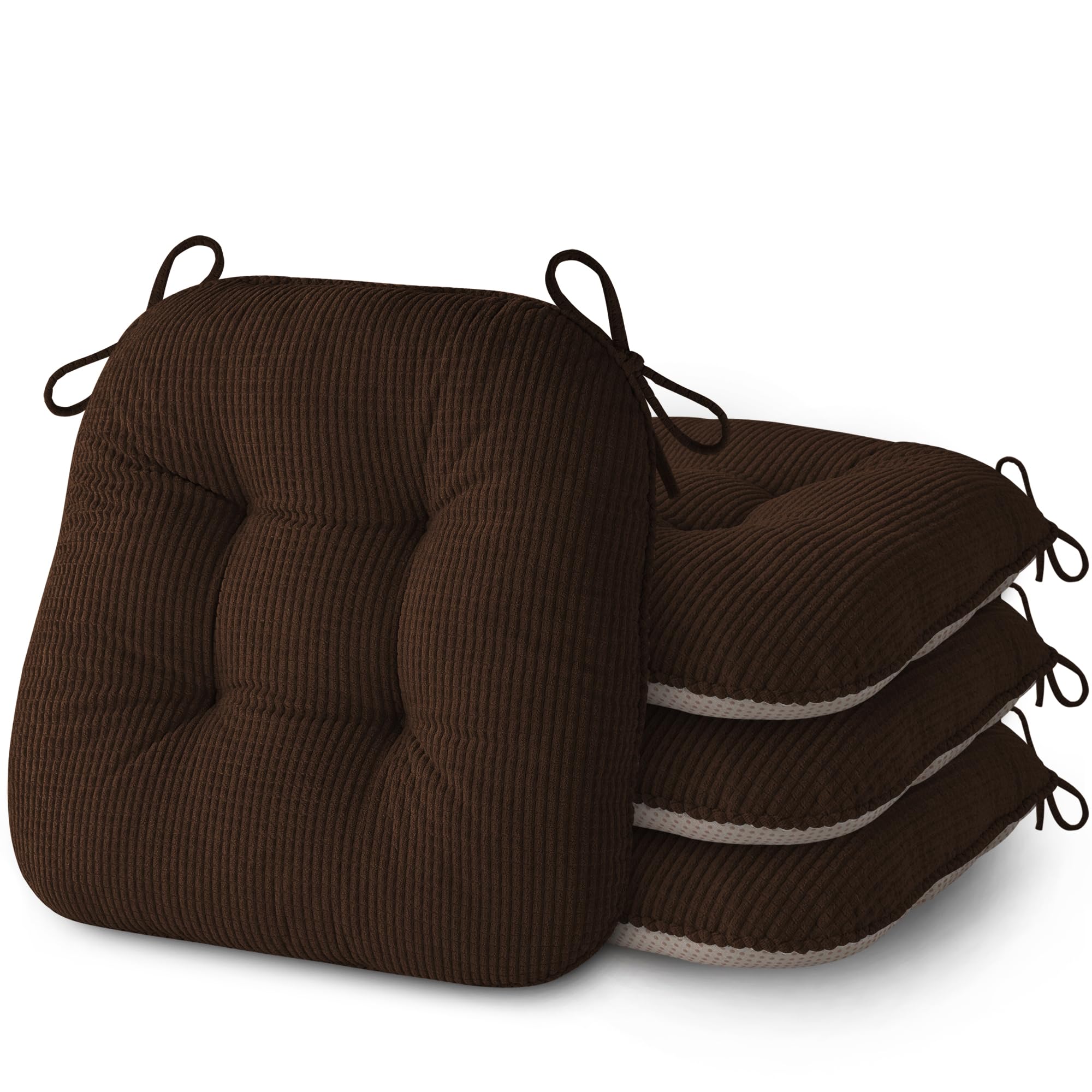 AddGrace Chair Cushions for Dining Chairs with Ties 43x40cm Set of 4 Dark Brown
