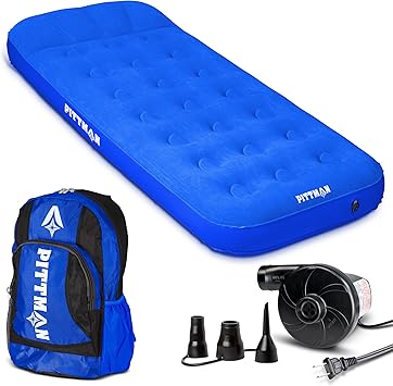 Pittman - Kids Air Mattress - Deluxe Kids Inflatable Bed with Electric Pump & Durable Backpack - Perfect Teen to Toddler Blow up Mattress for Sleepovers, Camping or Childs Travel Bed