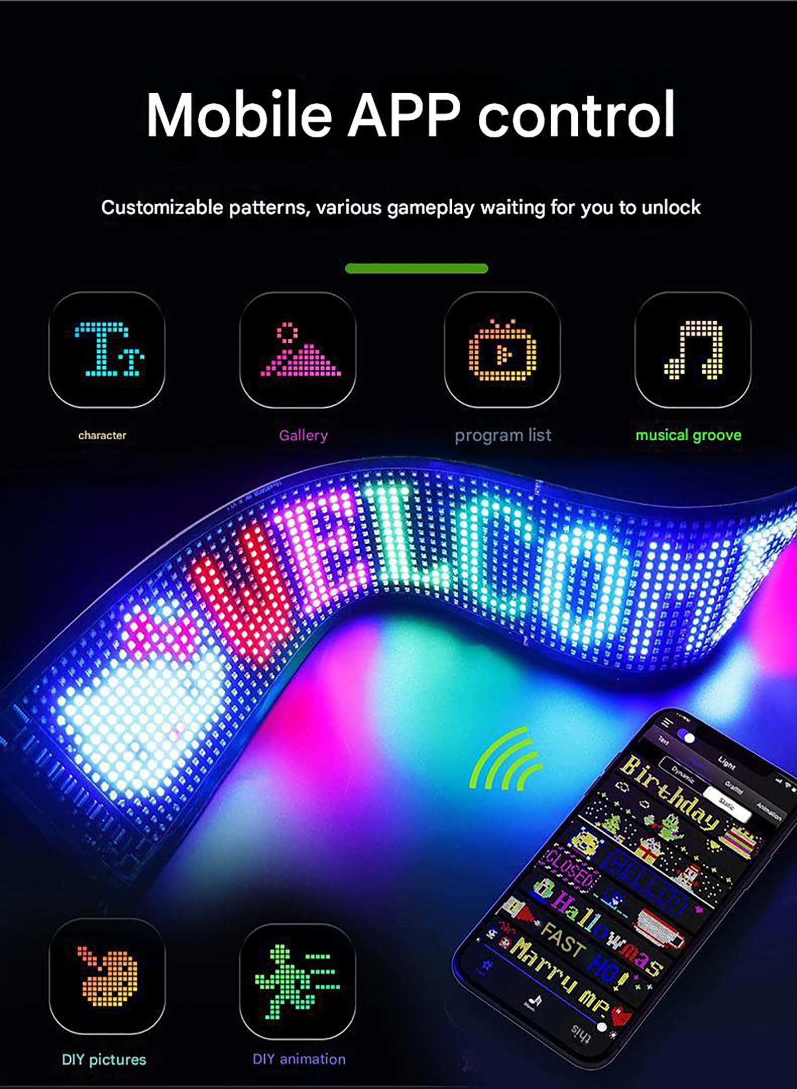 HZFAIGLL LED Devil Eyes Light for Cars, Large Programmable Flexible Screen, DIY Car Dynamic Smart Colorful Eye Lamp, Soft Screen for Car Windows, Smart APP Control