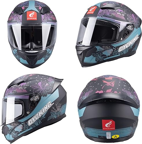 Miniatura 2 de Motorcycle Helmet Full Face Modular Dot Men Womens Black White Adult Quick Release Buckle Retro Four Season Removable Washable