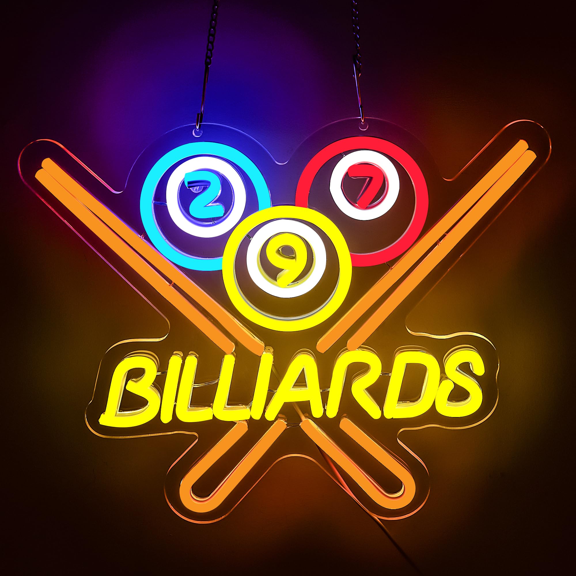 SHENEON Billiards Neon Sign for Wall Decor Bright Led Neon Light for Business Sign Billiards Led Lights for Billiards Lover Present Gym Bar Snooker Club Billiards Room Man Cave Size 13.8*11.4in(XD351)