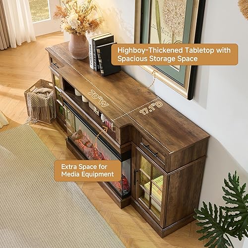 Miniatura 99 de ROCKPOINT Argus - Centro de entretenimiento, consola de almacenamiento para multimedia, TV con base (70 pulgadas), color negro Negro -,Carbón