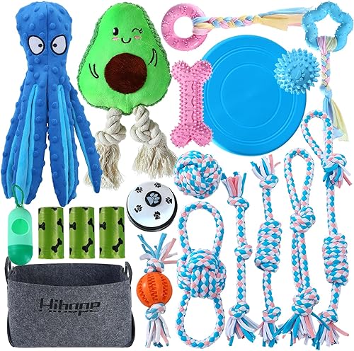 Juguetes para cachorros para dentición, paquete de 20 juguetes masticables para la dentición para el aburrimiento, juguetes masticables para perros