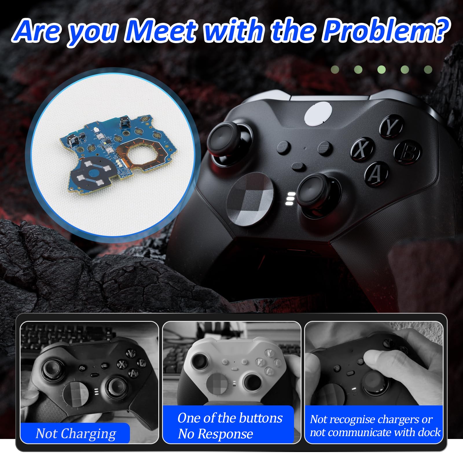 Porta di alimentazione USB-C per Xbox Elite Series 2 Controller di ricambio per controller Xbox Elite Series 2 Controller USB-C Power & Button Port Circuit Daughter TOP Board con strumenti di