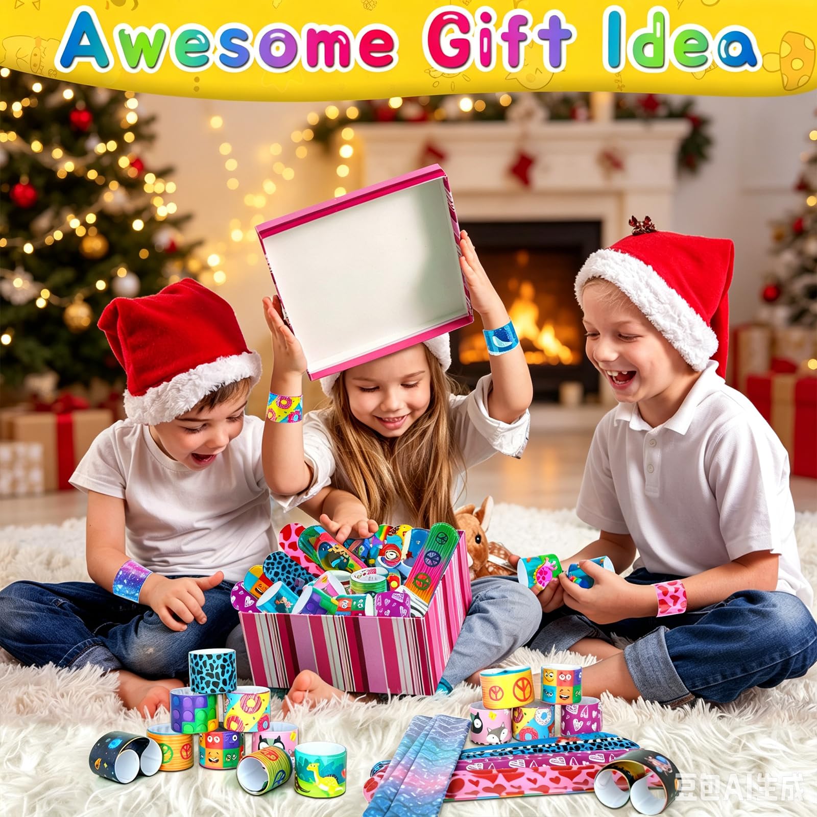 Slap Bracelets Bulk Party Favors for Kids Snap Bracelets Wristbands Goodie Bag Stuffers Prizes for Kids Classroom Treasure Box Toys Party Toys Galaxy Dinosaurs Animals Heart Various Styles 48Pack 2