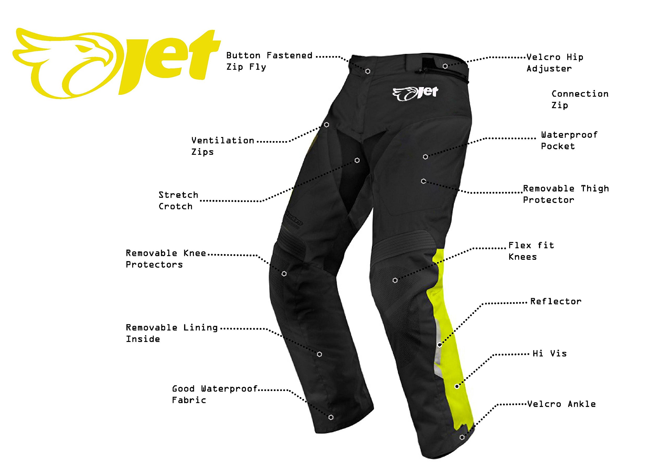 Jet Motorradhosen Herren mit Protektoren Wasserdicht Winddicht Textilhose Herausnehmbares Thermo Innenfutter Economy
