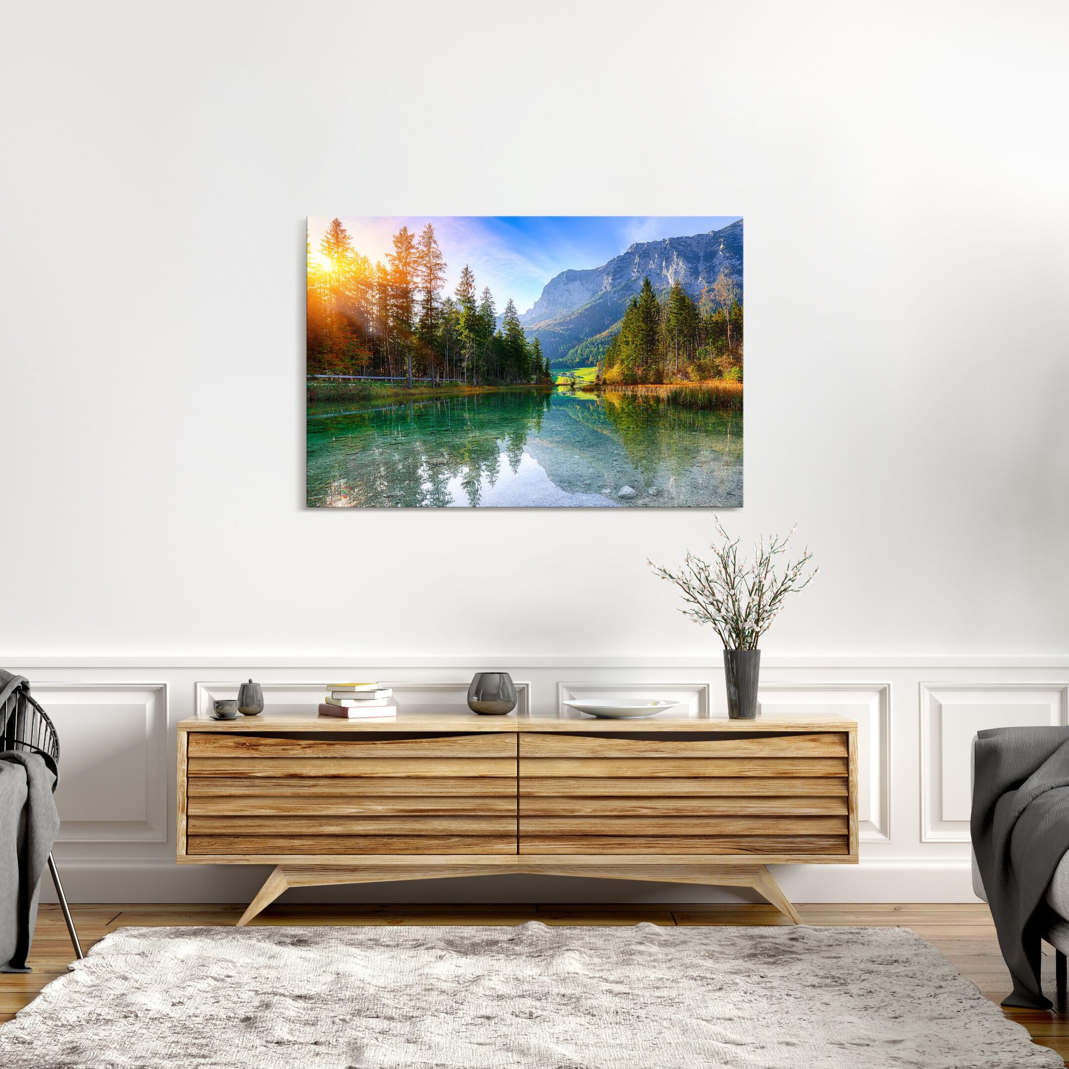 LUMASOUL Wandbilder Wohnzimmer Leinwandbild Landschaft 120x80 cm