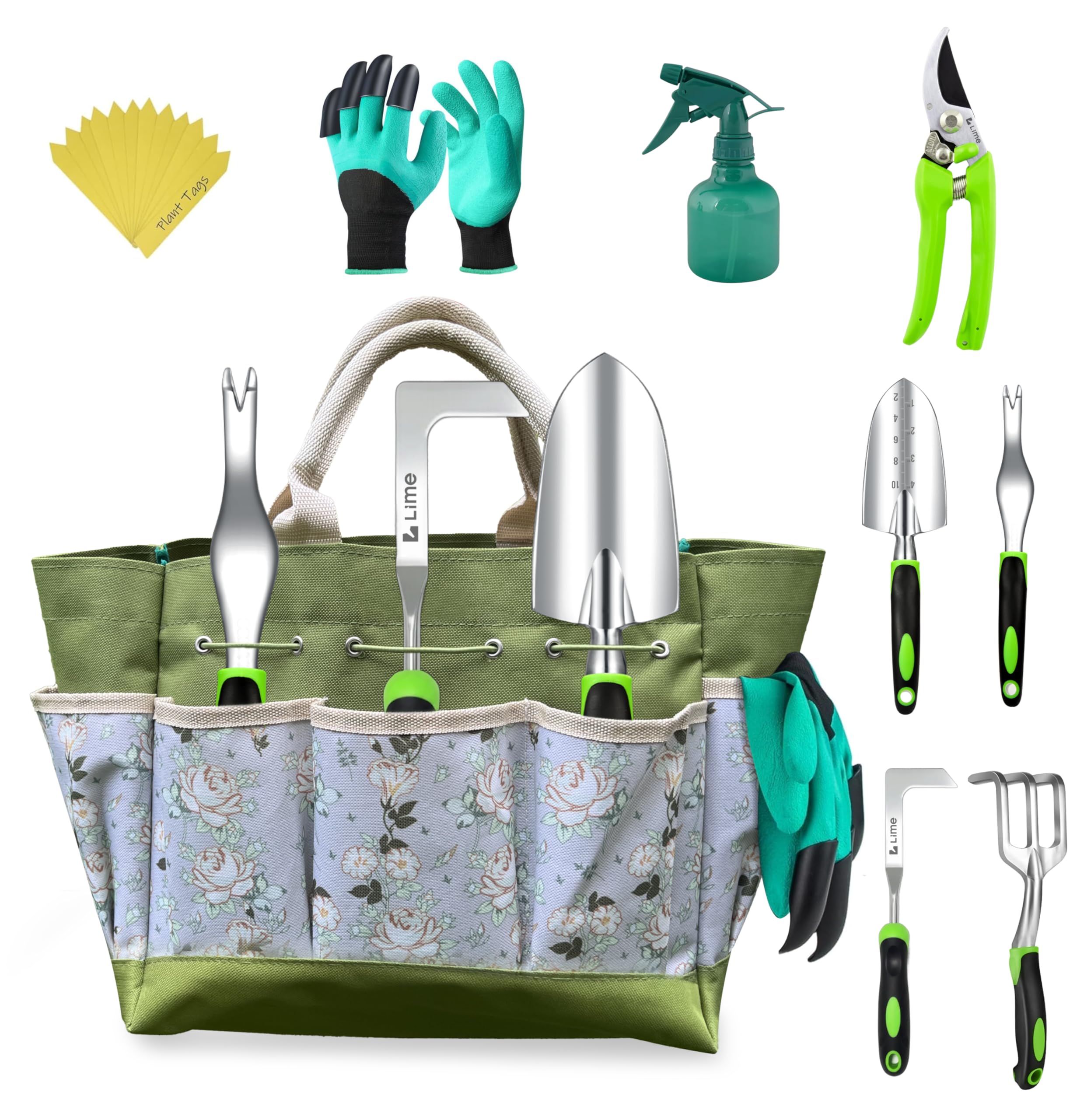 Heavy Duty Garden Tools 23 Pieces Floral Set - Rust Proof, Non-Slip, Durable Gardening Supplies - Ergonomic Hand Tools - Ideal Gardening Gifts for Women, Men Mom, Dad