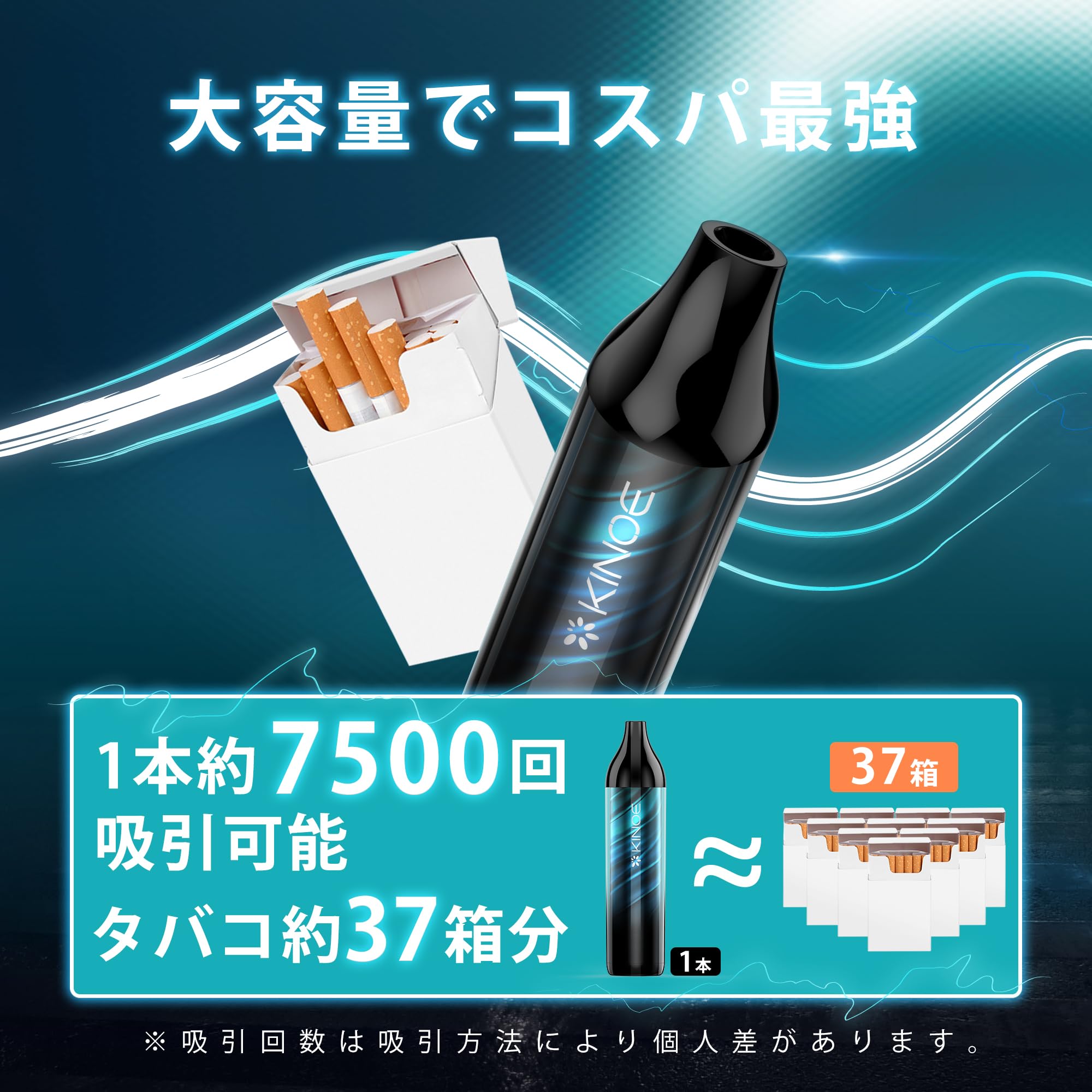 Amazon | KINOE 電子タバコ 使い捨て 1本 7500回吸引可能 べイプ 大