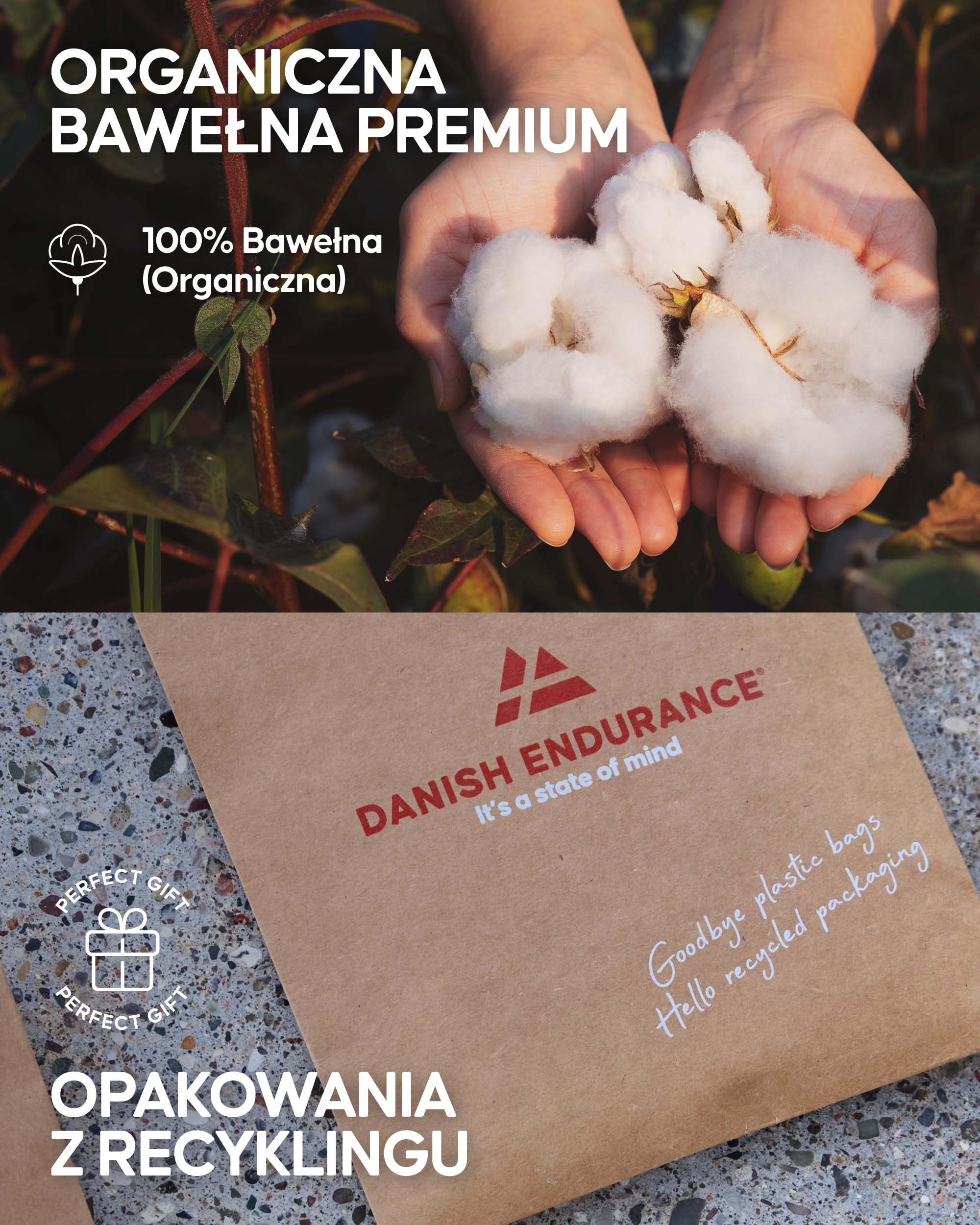 DANISH ENDURANCE Spodnie od Piżamy Męskie, 100% Bawełna Organiczna, Regulowany Sznurek, Luźny Krój