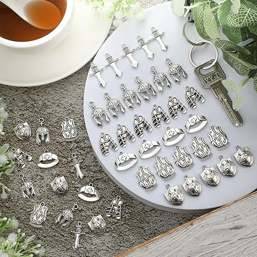 Miniatura 3 de 90 dijes con temática bíblica para colgar en la armadura completa, colgante de aleación para escuela dominical, cinturón de manualidades, casco,