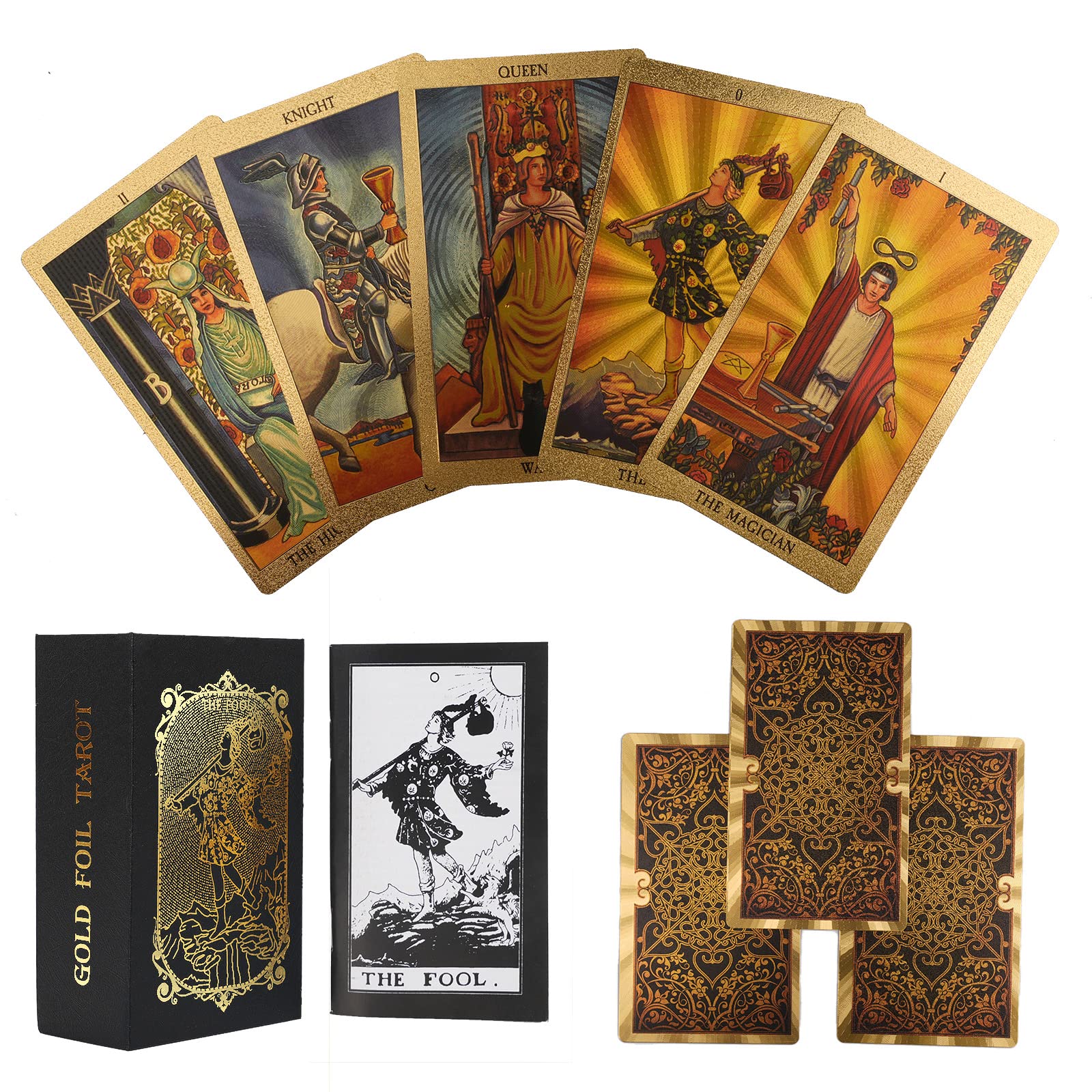 Amazon.com: Tarot Cards with Guidebook, PVC Gold Foil 78 Classic Tarot  Cards Deck, Waterproof Anti-Wrinkle Luxury Tarot Deck Cards with Exquisite  Box for Beginners and Professional Player (Gold Foil) : Toys &