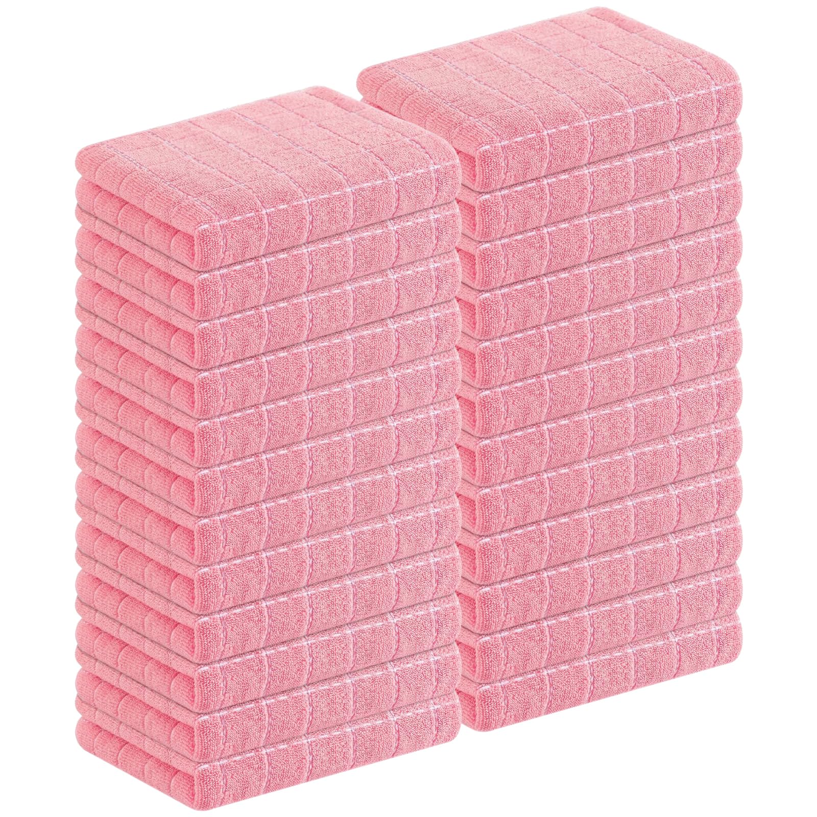 Homaxy 100% Cotton Terry Kitchen Towels, 24 Pack, Pink | Ultra Soft and Absorbent Dish Towels for Kitchen, Suitable for Drying and Washing Dishes