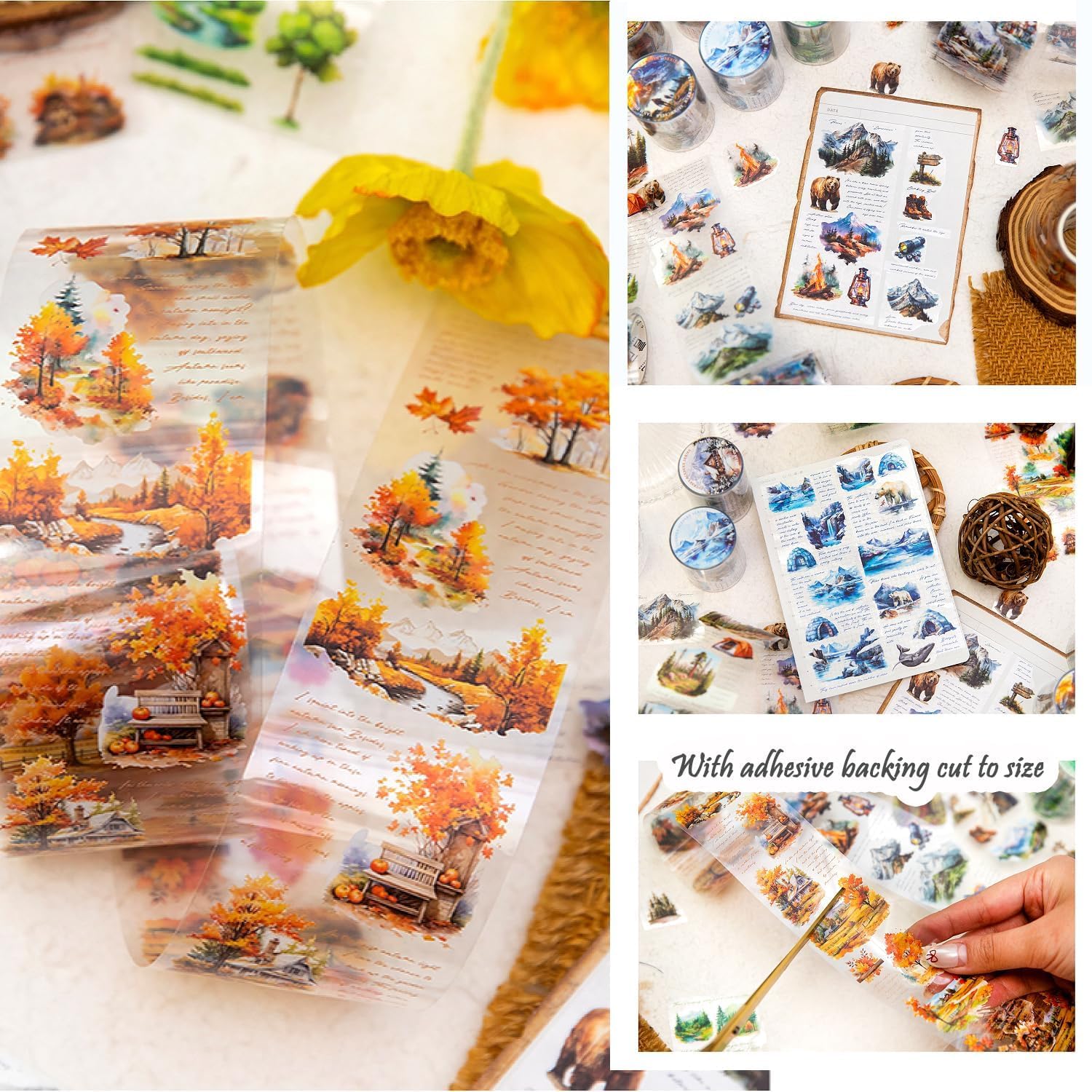Zestawy taśm Washi PET, 6 rolek, estetyczne naklejki do scrapbookingu, kolorowe naklejki do albumu fotograficznego, na scrapbooking, journaling, akcesoria do scrapbookingu, Bullet Journals