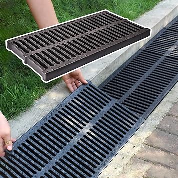 LNNW Drainage Channel Cover Drain Covers for Paving, Outdoor Plastic Drain Covers, Kitchen/Patio/Balcony/Walkway/Farm Drain Covers Storm Drain ChannelW-30cm11.8" x H-4cm1.6"
