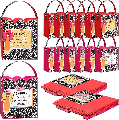 Gueevin 24 Sets Back to School Teacher Gifts Bags Composition Notebook