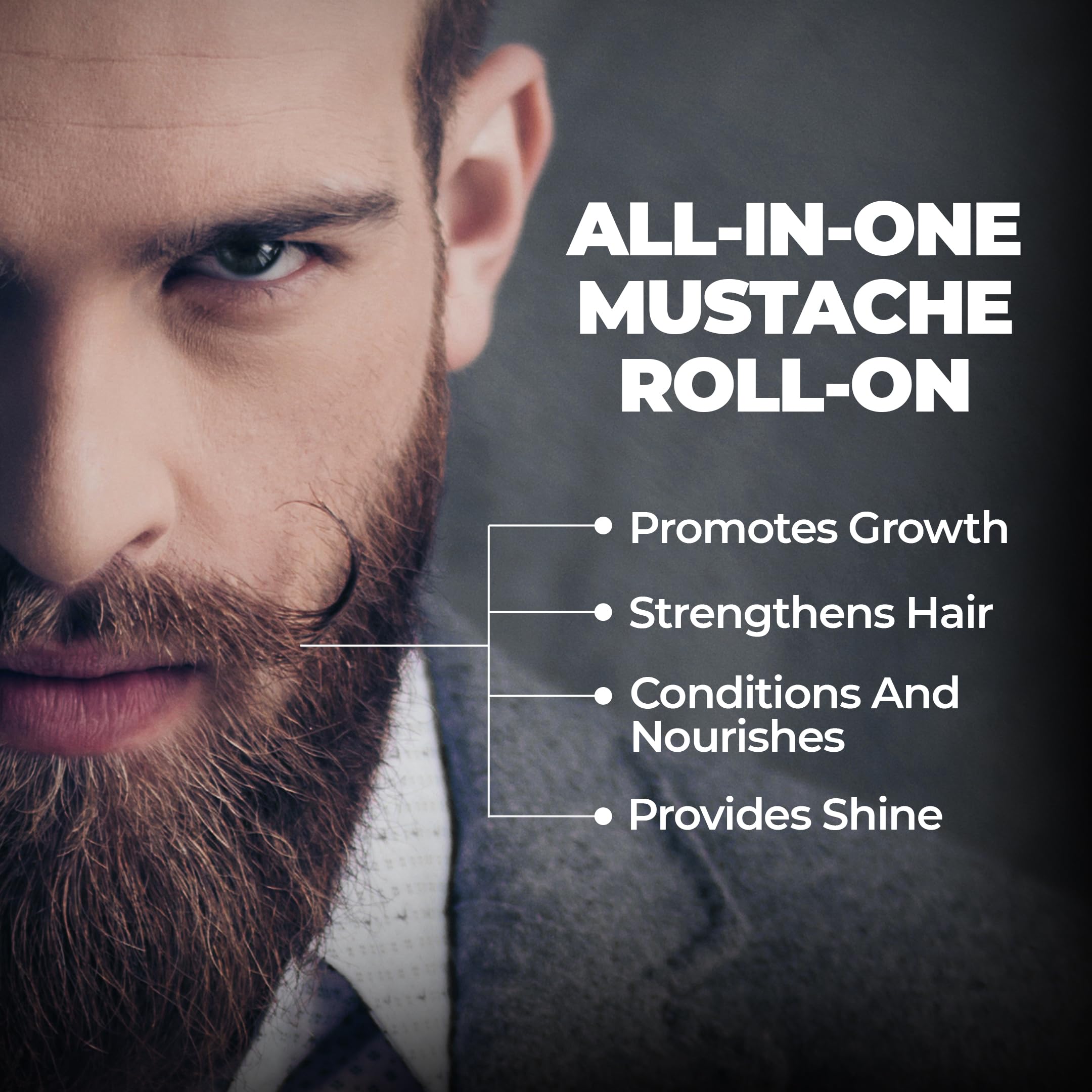 Mustache Growth Roll On 8ml with Beard & Mustache Extra Strong Wax 50g | Beard Styling Wax, Mustache Growth Serum, Thick Beard Styling Kit for Men (Pack of 2) 1