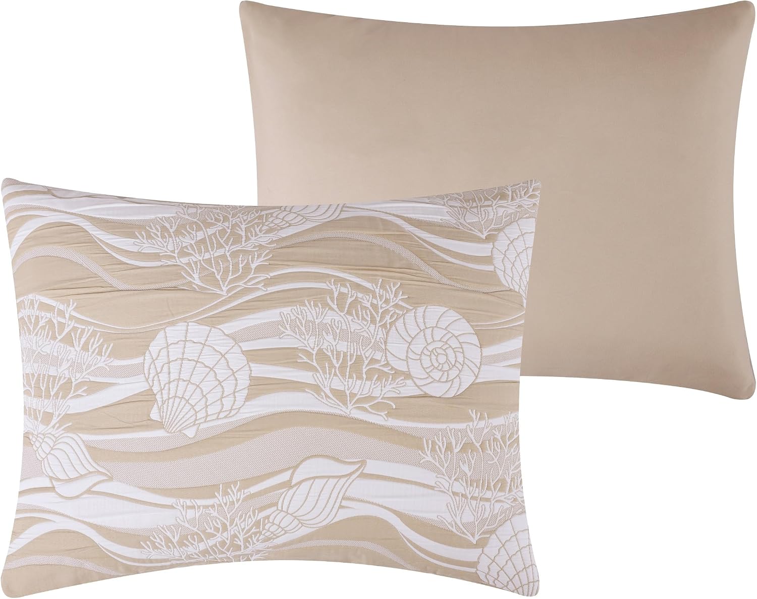 Greenland Home Coastal Paradise Woven Jacquard Matelasse Pillow Sham, Standard, Dover Natural