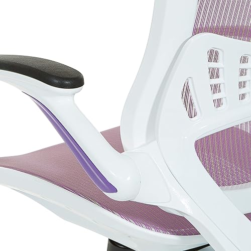 Miniatura 11 de OSP Home Furnishings Riley - Silla de escritorio de oficina ventilada para gerente con asiento y respaldo de malla transpirable, base blanca con