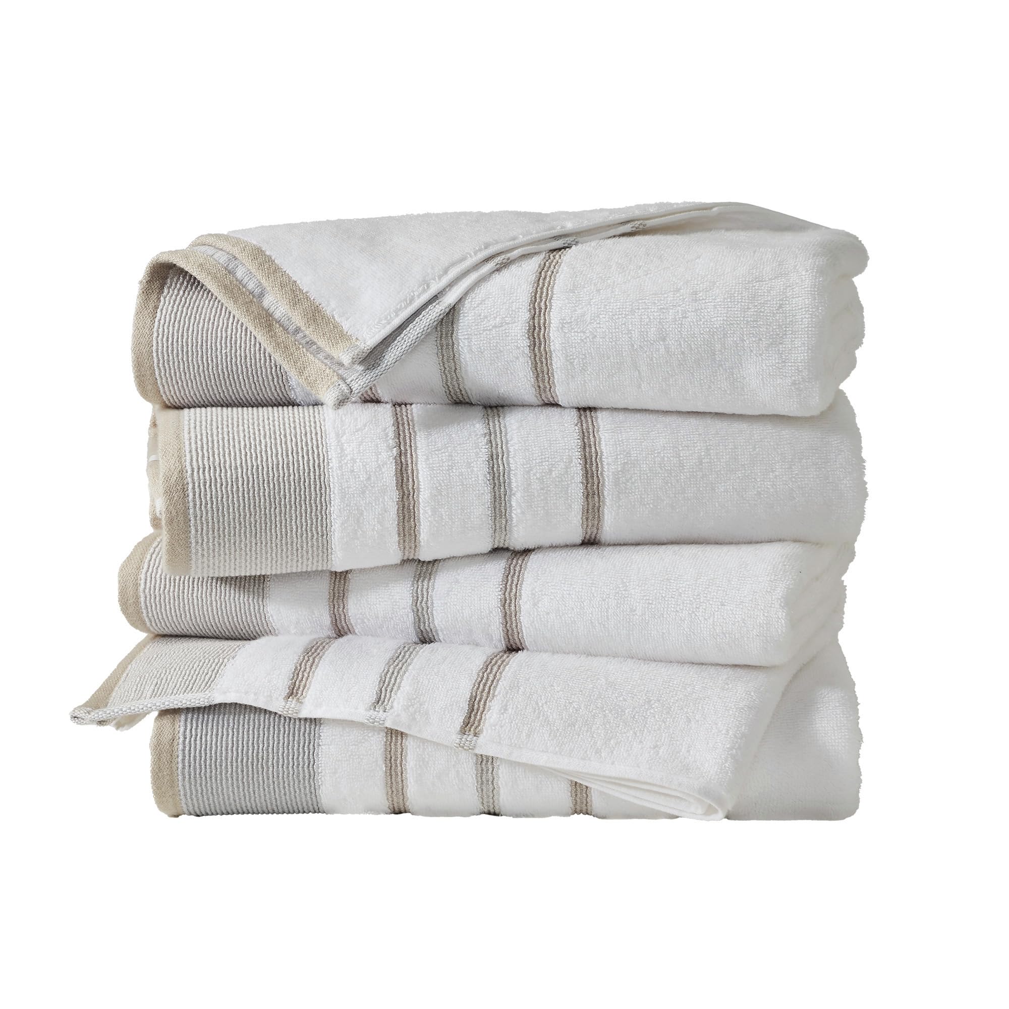 Great Bay Home Decorative Bath Towel Set - Cotton 4 Pack 54x27 Bath Towel Set - Durable Towels for Bathroom Decor (Glacier Grey/Cappuccino) — image 1